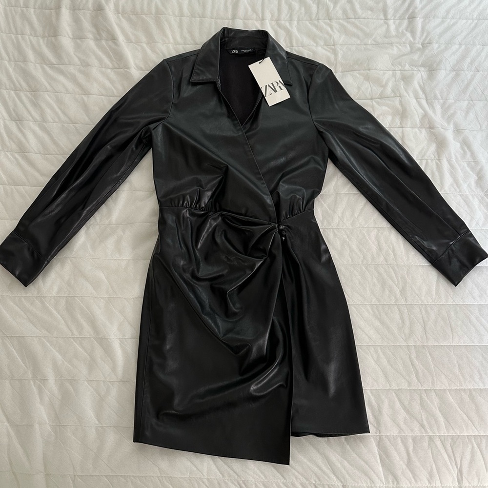 Zara Leather Shirtdress